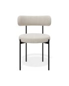 2 Chaises ADELE tissu bouclette crème pieds noir – 52x45.5x76.5 cm