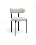 2 Chaises ADELE tissu bouclette crème pieds noir – 52x45.5x76.5 cm