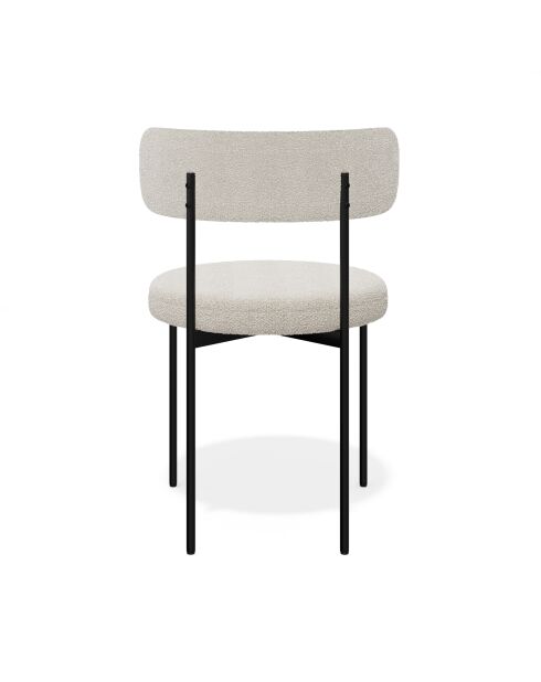 2 Chaises ADELE tissu bouclette crème pieds noir – 52x45.5x76.5 cm