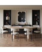 2 Chaises ADELE tissu bouclette crème pieds noir – 52x45.5x76.5 cm