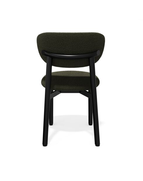 2 Chaises LUMI tissu bouclette kaki pieds noirs – 49x57.5x77cm