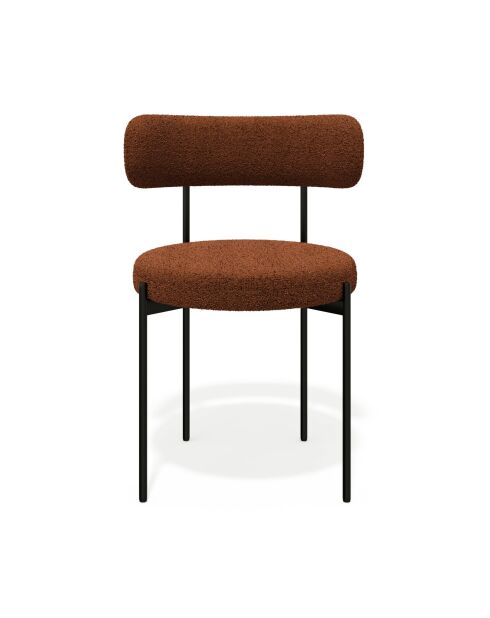 2 Chaises ADELE tissu bouclette terracotta pieds noir – 52x45.5x76.5 cm