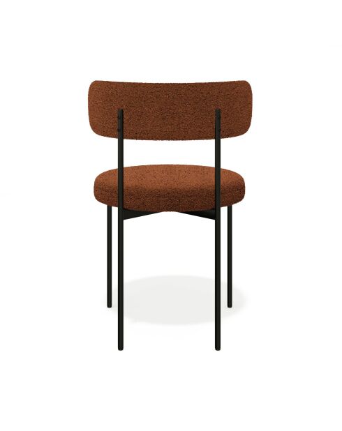 2 Chaises ADELE tissu bouclette terracotta pieds noir – 52x45.5x76.5 cm