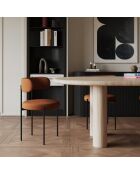 2 Chaises ADELE tissu bouclette terracotta pieds noir – 52x45.5x76.5 cm