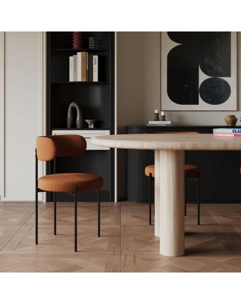 2 Chaises ADELE tissu bouclette terracotta pieds noir – 52x45.5x76.5 cm