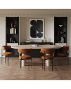 2 Chaises ADELE tissu bouclette terracotta pieds noir – 52x45.5x76.5 cm