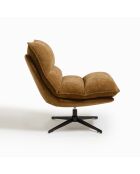 Fauteuil pivotant pied noir NAPA tissu tramé toucher doux caramel – 81x95x90cm