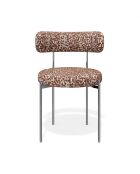 2 Chaises ADELE tissu tramé à motifs terracotta pieds chrome – 52x45.5x76.5 cm