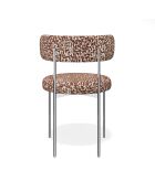 2 Chaises ADELE tissu tramé à motifs terracotta pieds chrome – 52x45.5x76.5 cm