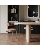 2 Chaises ADELE tissu tramé à motifs terracotta pieds chrome – 52x45.5x76.5 cm