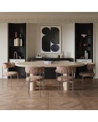 2 Chaises ADELE tissu tramé à motifs terracotta pieds chrome – 52x45.5x76.5 cm