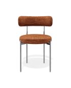 2 Chaises ADELE velours tramé terracotta pieds chrome – 52x45.5x76.5 cm