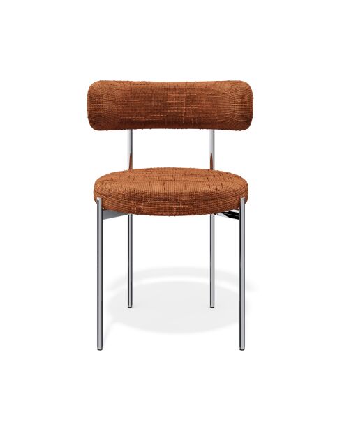 2 Chaises ADELE velours tramé terracotta pieds chrome – 52x45.5x76.5 cm