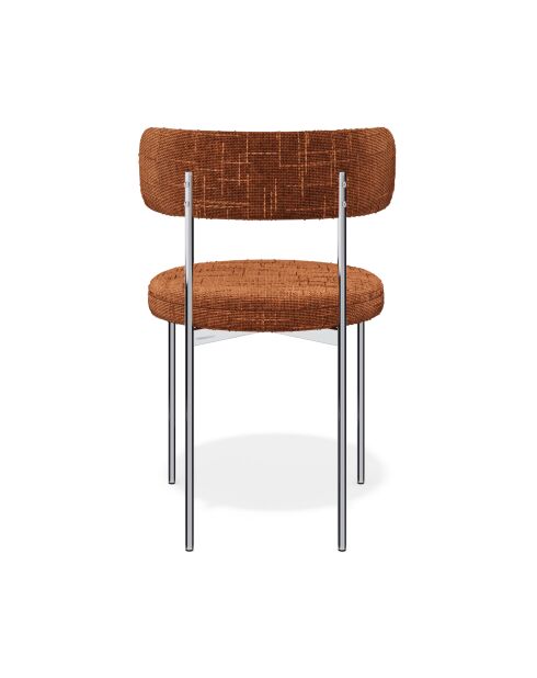 2 Chaises ADELE velours tramé terracotta pieds chrome – 52x45.5x76.5 cm