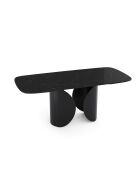 Table extensible FLORA effet marbre noir pied noir – 160-240x90x76 cm