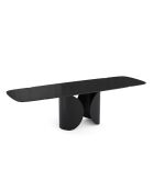 Table extensible FLORA effet marbre noir pied noir – 160-240x90x76 cm