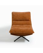 Fauteuil pivotant pied noir NAPA tissu tramé toucher doux terracotta – 81x95x90cm
