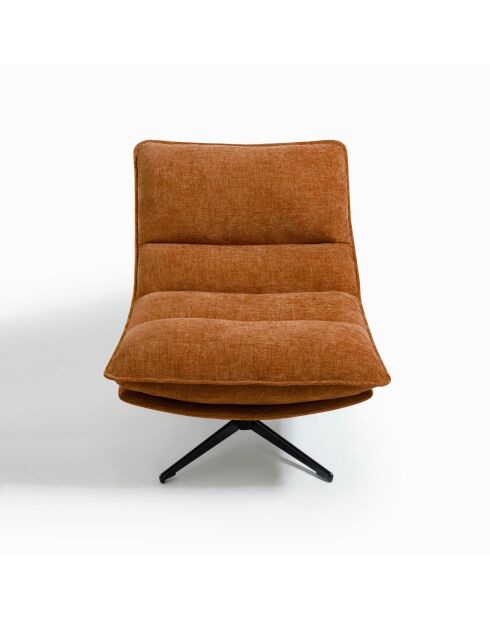 Fauteuil pivotant pied noir NAPA tissu tramé toucher doux terracotta – 81x95x90cm