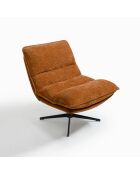 Fauteuil pivotant pied noir NAPA tissu tramé toucher doux terracotta – 81x95x90cm