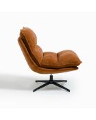 Fauteuil pivotant pied noir NAPA tissu tramé toucher doux terracotta – 81x95x90cm