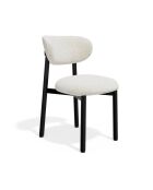2 Chaises LUMI velours chenillé crème pieds noirs – 49x57.5x77cm