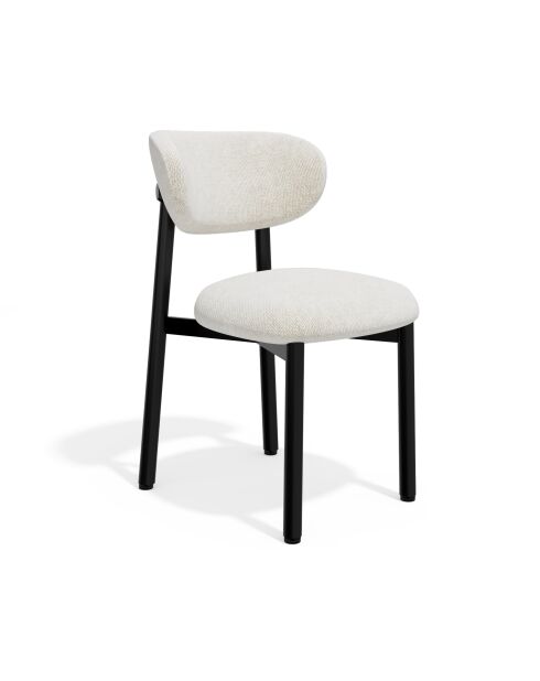 2 Chaises LUMI velours chenillé crème pieds noirs – 49x57.5x77cm