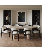 2 Chaises LUMI velours chenillé crème pieds noirs – 49x57.5x77cm