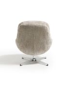 Fauteuil pivotant pied chrome REV velours tramé taupe – 76x85x91cm