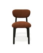 2 Chaises LUMI tissu bouclette terracotta pieds noirs – 49x57.5x77cm