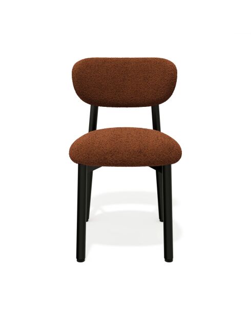 2 Chaises LUMI tissu bouclette terracotta pieds noirs – 49x57.5x77cm