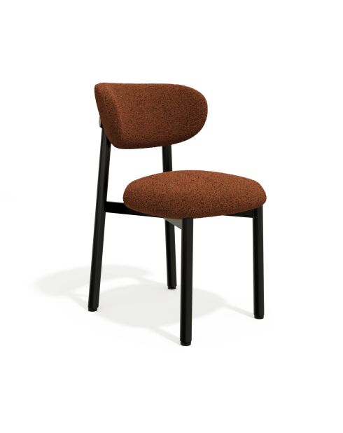 2 Chaises LUMI tissu bouclette terracotta pieds noirs – 49x57.5x77cm