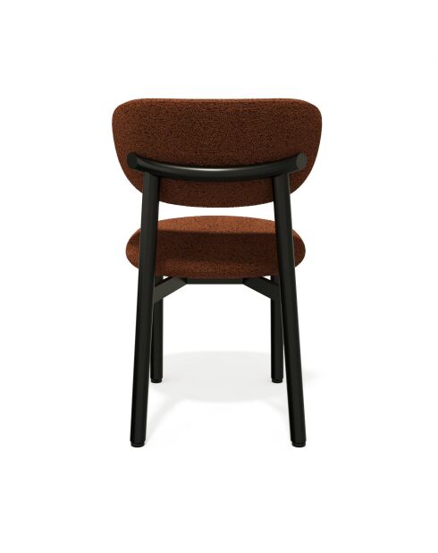 2 Chaises LUMI tissu bouclette terracotta pieds noirs – 49x57.5x77cm