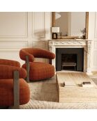 Fauteuil RUBI velours tramé terracotta – 80x80x73cm