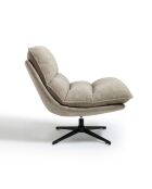 Fauteuil pivotant pied noir NAPA tissu tramé toucher doux taupe – 81x95x90cm