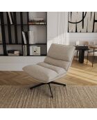 Fauteuil pivotant pied noir NAPA tissu tramé toucher doux taupe – 81x95x90cm