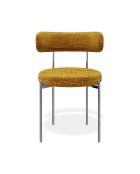 2 Chaises ADELE velours tramé moutarde pieds chrome – 52x45.5x76.5 cm