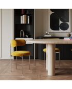 2 Chaises ADELE velours tramé moutarde pieds chrome – 52x45.5x76.5 cm