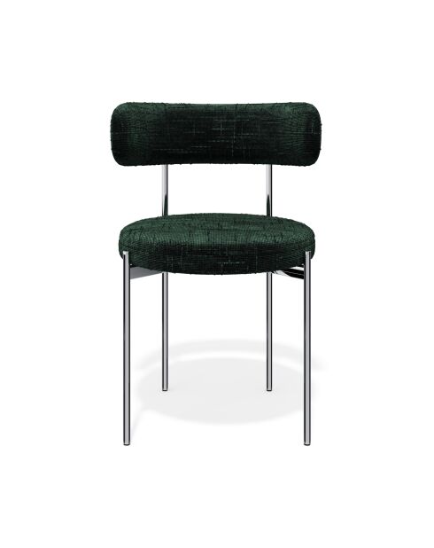 2 Chaises ADELE velours tramé vert émeraude pieds chrome – 52x45.5x76.5 cm