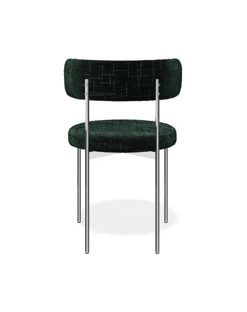 2 Chaises ADELE velours tramé vert émeraude pieds chrome – 52x45.5x76.5 cm