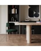 2 Chaises ADELE velours tramé vert émeraude pieds chrome – 52x45.5x76.5 cm