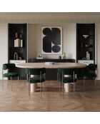 2 Chaises ADELE velours tramé vert émeraude pieds chrome – 52x45.5x76.5 cm