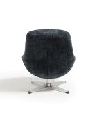 Fauteuil pivotant pied chrome REV velours tramé noir – 76x85x91cm