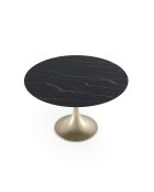 Table extensible JACINTHE Carrara noir pied doré – 120-180x120x76 cm