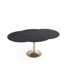 Table extensible JACINTHE Carrara noir pied doré – 120-180x120x76 cm