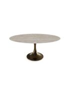 Table à manger NYMPHÉA aspect travertin pied bronze – 180x90x77 cm