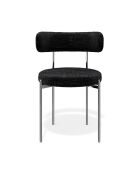 2 Chaises ADELE velours tramé noir pieds chrome – 52x45.5x76.5 cm