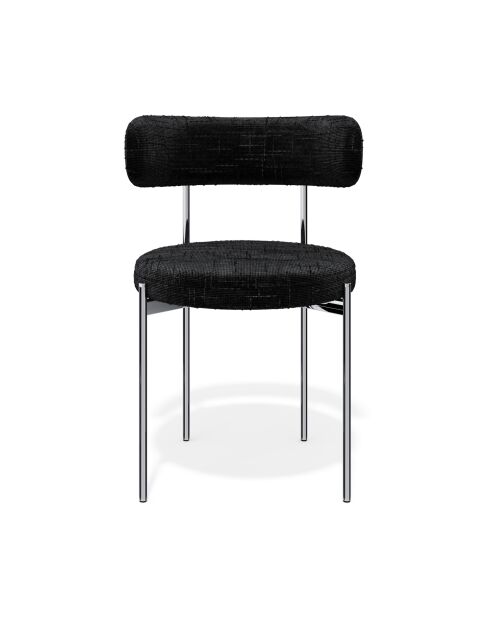 2 Chaises ADELE velours tramé noir pieds chrome – 52x45.5x76.5 cm