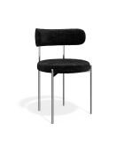 2 Chaises ADELE velours tramé noir pieds chrome – 52x45.5x76.5 cm