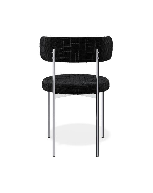 2 Chaises ADELE velours tramé noir pieds chrome – 52x45.5x76.5 cm