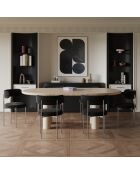 2 Chaises ADELE velours tramé noir pieds chrome – 52x45.5x76.5 cm